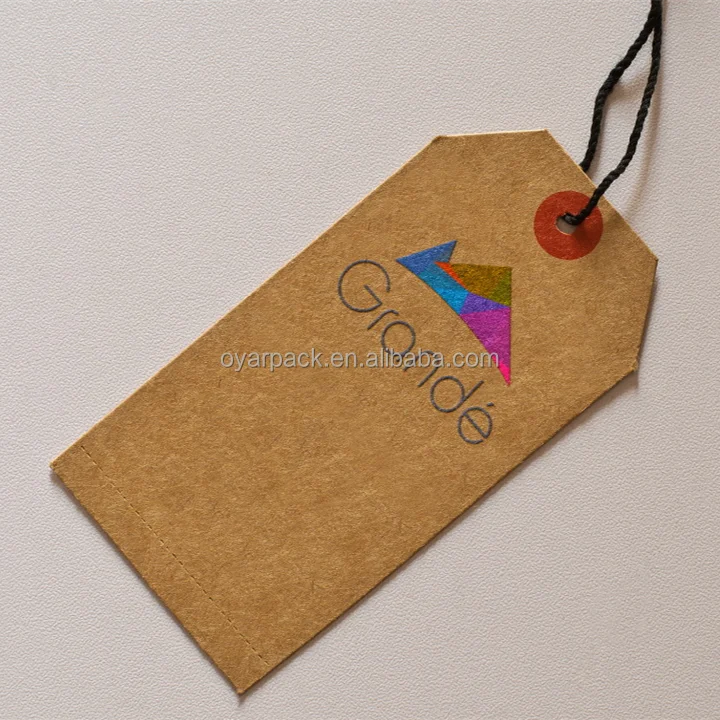 recycled kraft custom printing brown paper hanger tag for garment