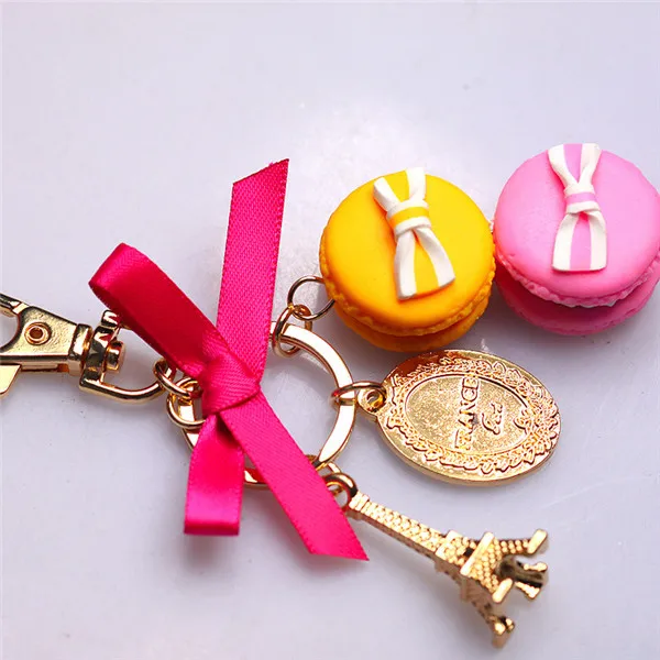 cheap custom fashions macarons Eiffel Tower Cake Keychain wholesale