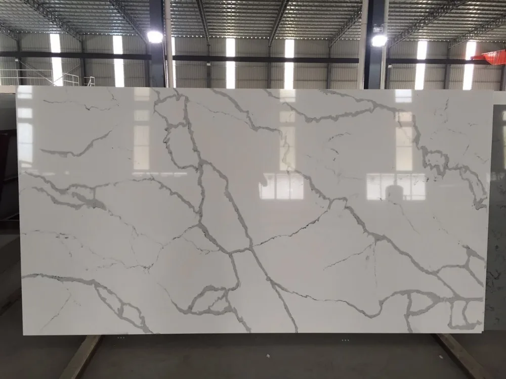 
marble look pure white calacatta gold quartz stone for home decoration 