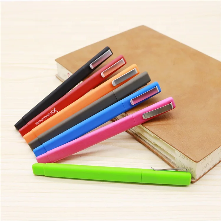 Custom soft rubber coated triangle pen with company logo