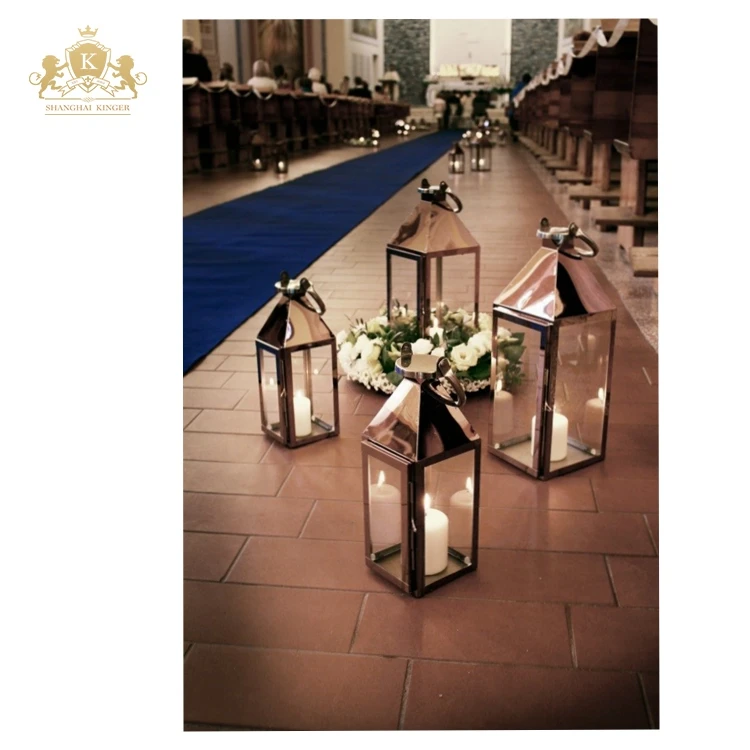 
Stainless steel candle holder lantern metal gold wedding 