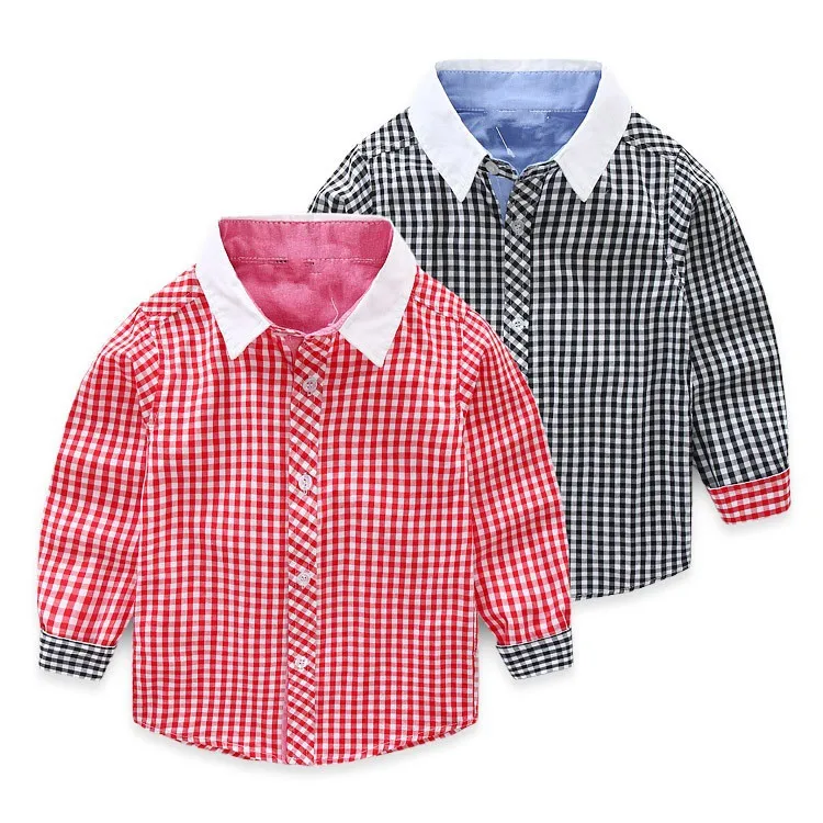 Оптовая продажа, новинка, стильная клетчатая Одежда для мальчиков на пуговицах, осенняя одежда, рубашки поло