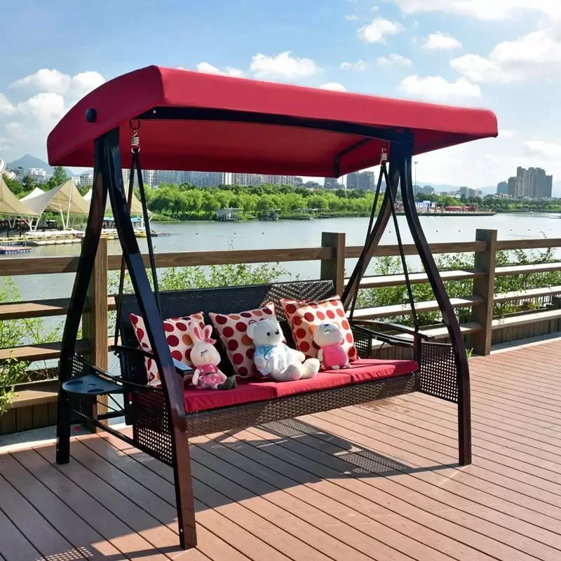 Wholesale garden courtyard furniture 2 seater durable canopy rattan swing chair