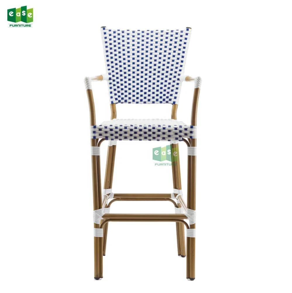 Outdoor rattan french bistro bar chair stackable for cafe and restaurant (E3010)
