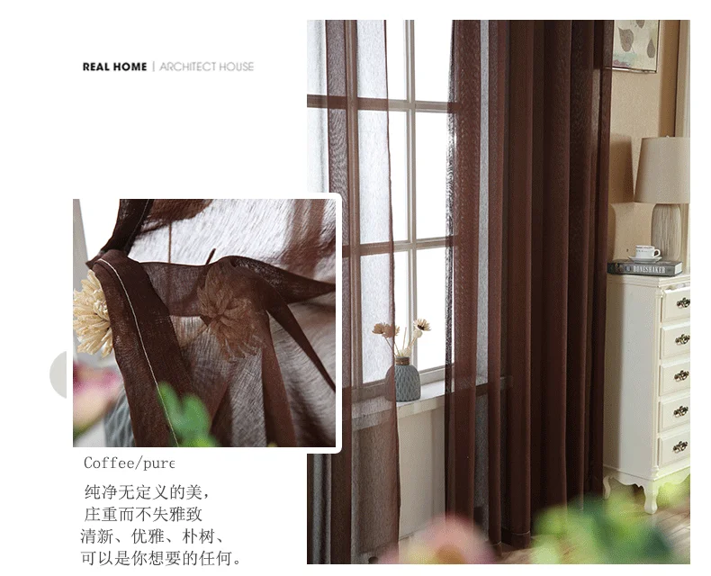 All Our Website Selling by Ready Stock Factory Supply Natural Style Linen Voile Window Scarf Curtain fabric