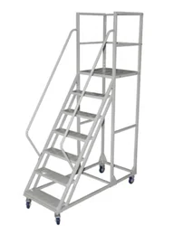 6 steps trolley platform ladder for warehouse supermarket  folding steel step ladder