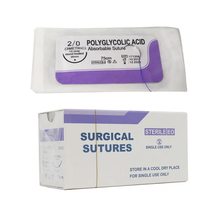 
Sterile Absorbable surgical USP2 2/0 round bodied needle PGA Suture 