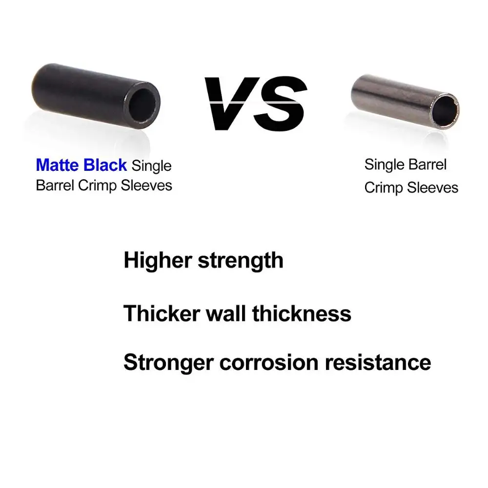 100pcs/bag matt black Copper Wire Crimps Fishing Wire Single Barrel Crimp Sleeves