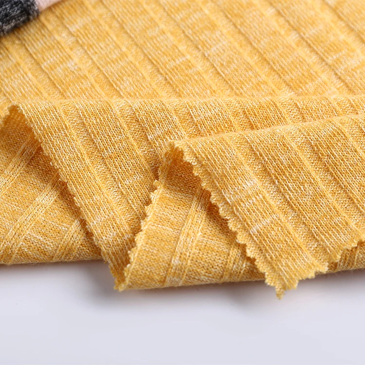 new design high quality 97%polyester 3%spandex 230gsm yarn dyed slub  rib  knit fabric custom bamboo for fashion clothing