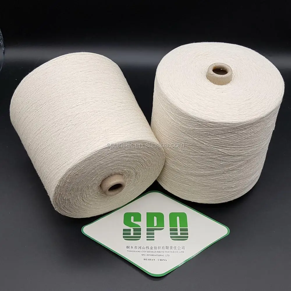 100% Mulberry silk waste silk noil yarn 17nm/1 air spinning yarn