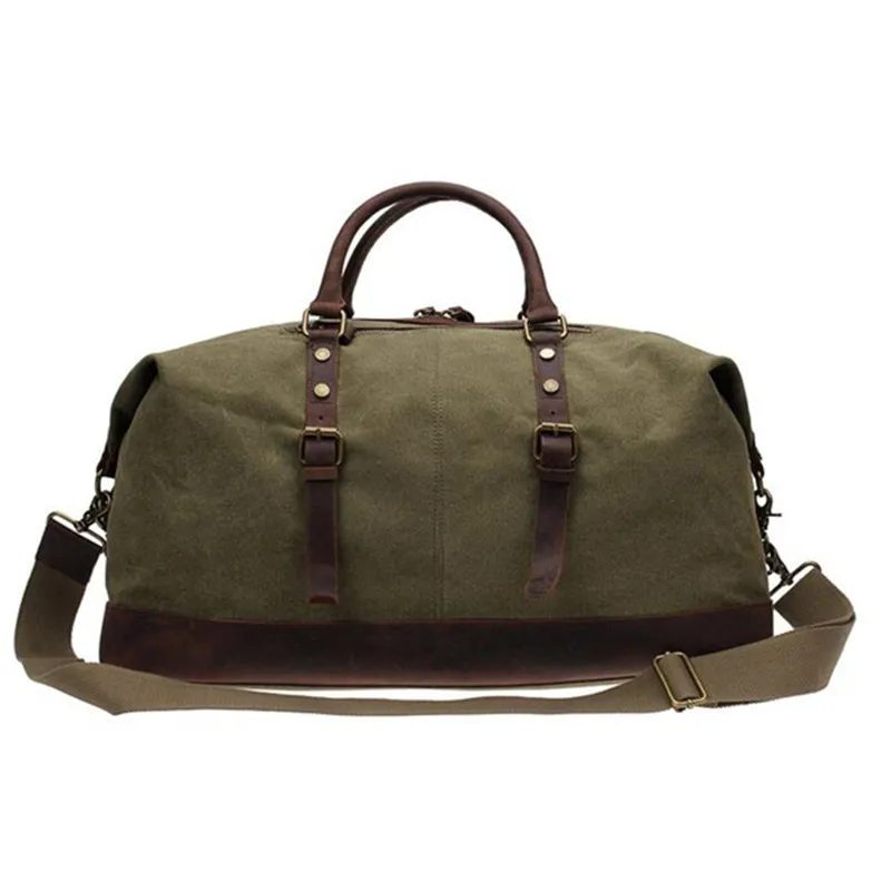 Новинка 2019, винтажная холщовая дорожная сумка для ручной клади на заказ, сумка-мессенджер, кожаная дорожная сумка для мужчин