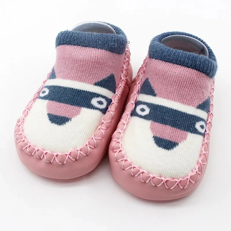 
Knit Slipper Baby Rubber Soles Socks With Leather Sole 