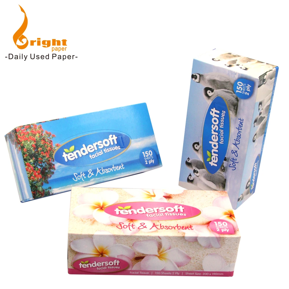 Custom Facial Tissue Pack 100% Virgin Wood Pulp Advertising Box Tissue