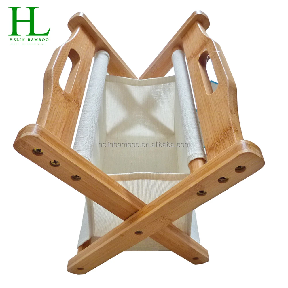 Foldable bamboo laundry basket laundry bag