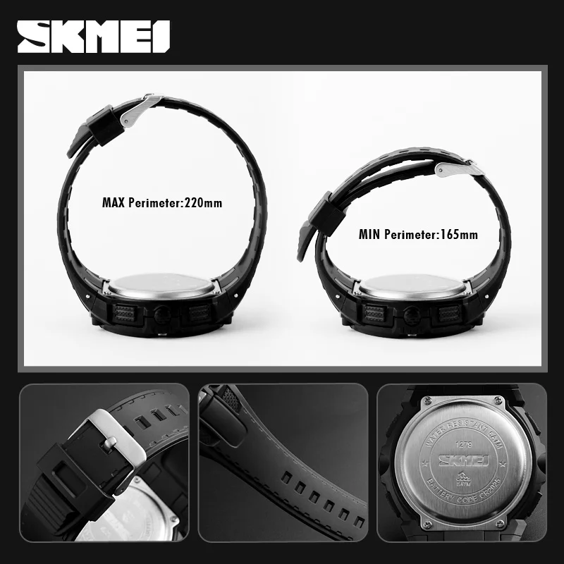 5 bar chime hand watch factory relojes moda count down timer men sport digital watch skmei 1279