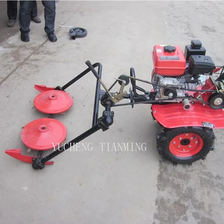 Agricultural forage machinery, mini double  disk lawn mower front for walking tractor, grass mover with CE