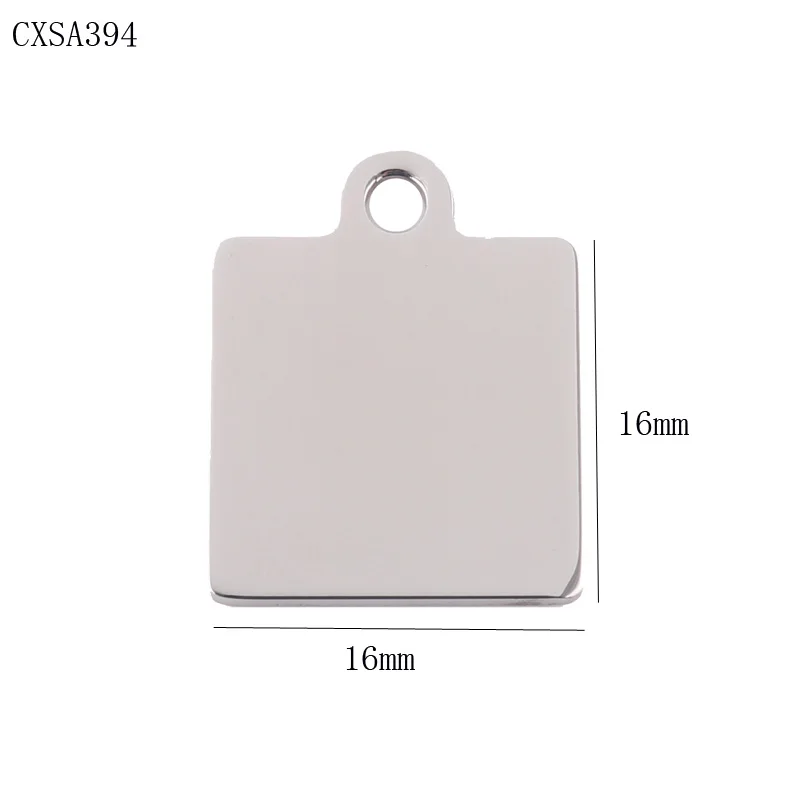 Square Shiny Engravable Stainless Steel Custom Charms