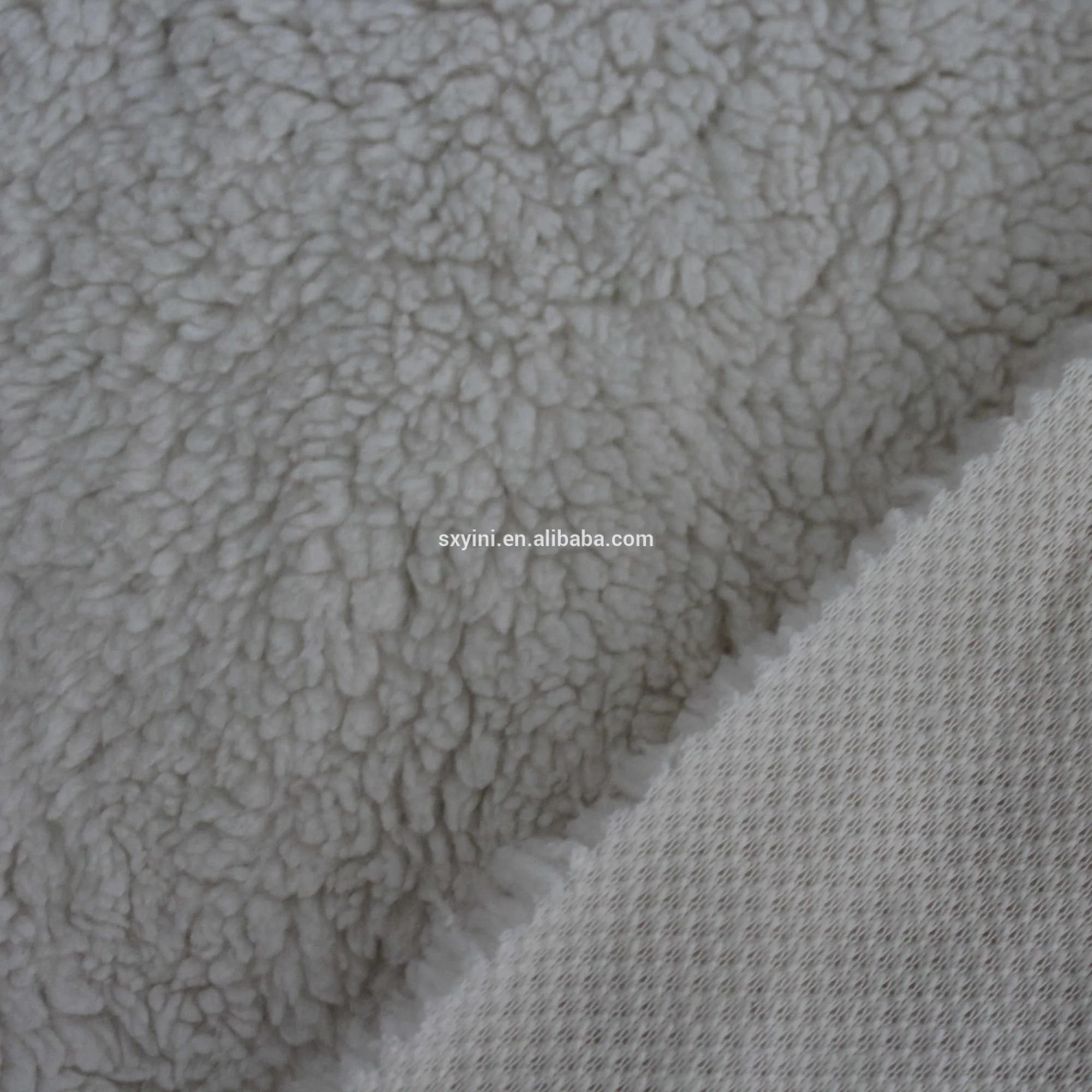100%polyester sherpa 230gsm white knitted fabric for denim jacket lining