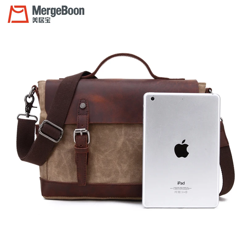 Design retro genuine leather computer laptop briefcase men