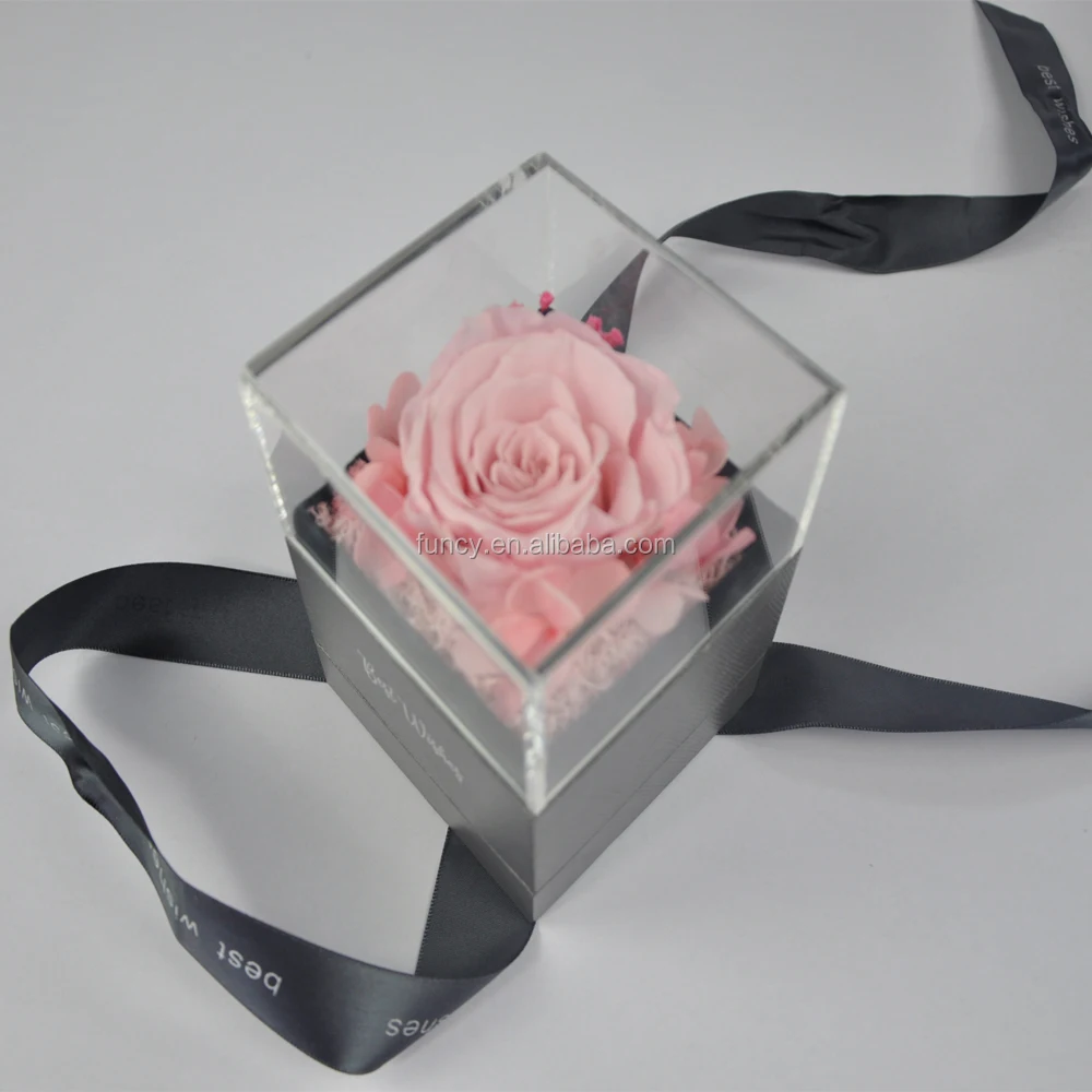 Square Jewelry Box Hydrangea Arrangement Preserved Rose in Box