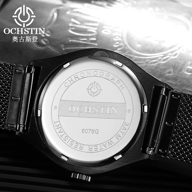 New Fashion  luxury  OCHSTIN 076B Watches Men Quartz-Watch Stainless Steel Mesh Strap  Watch Clock Relogio Masculino