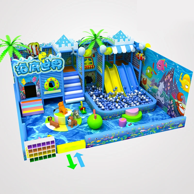 Large shopping mall amusement park equipment kids slide with ball pool for indoor playground