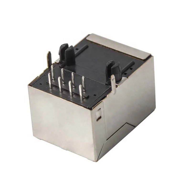 Metal shielded right angle SMD RJ45 connector with magnetics