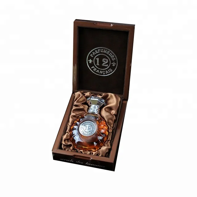 luxury solid wood dark brown color wooden perfume bottle packaging box for France market