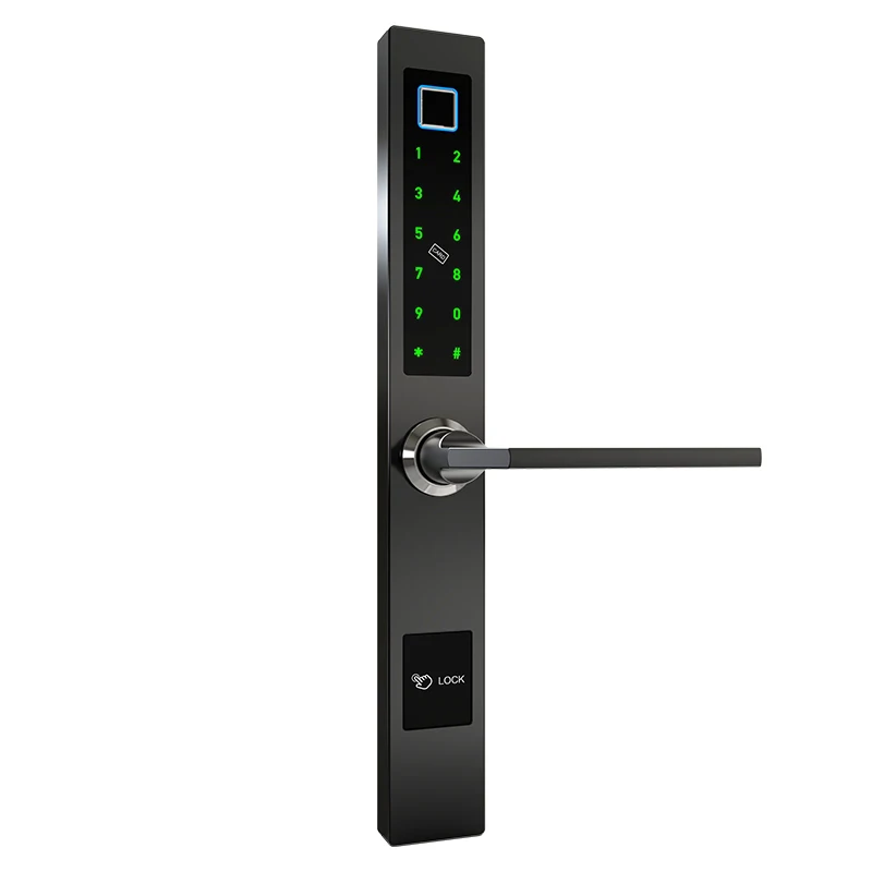 Алюминиевый Замок для раздвижной двери безопасности SUS 304, разблокировка со сканером отпечатка пальца, паролем, картой ключа и приложением TTLOCK специально для узких дверей