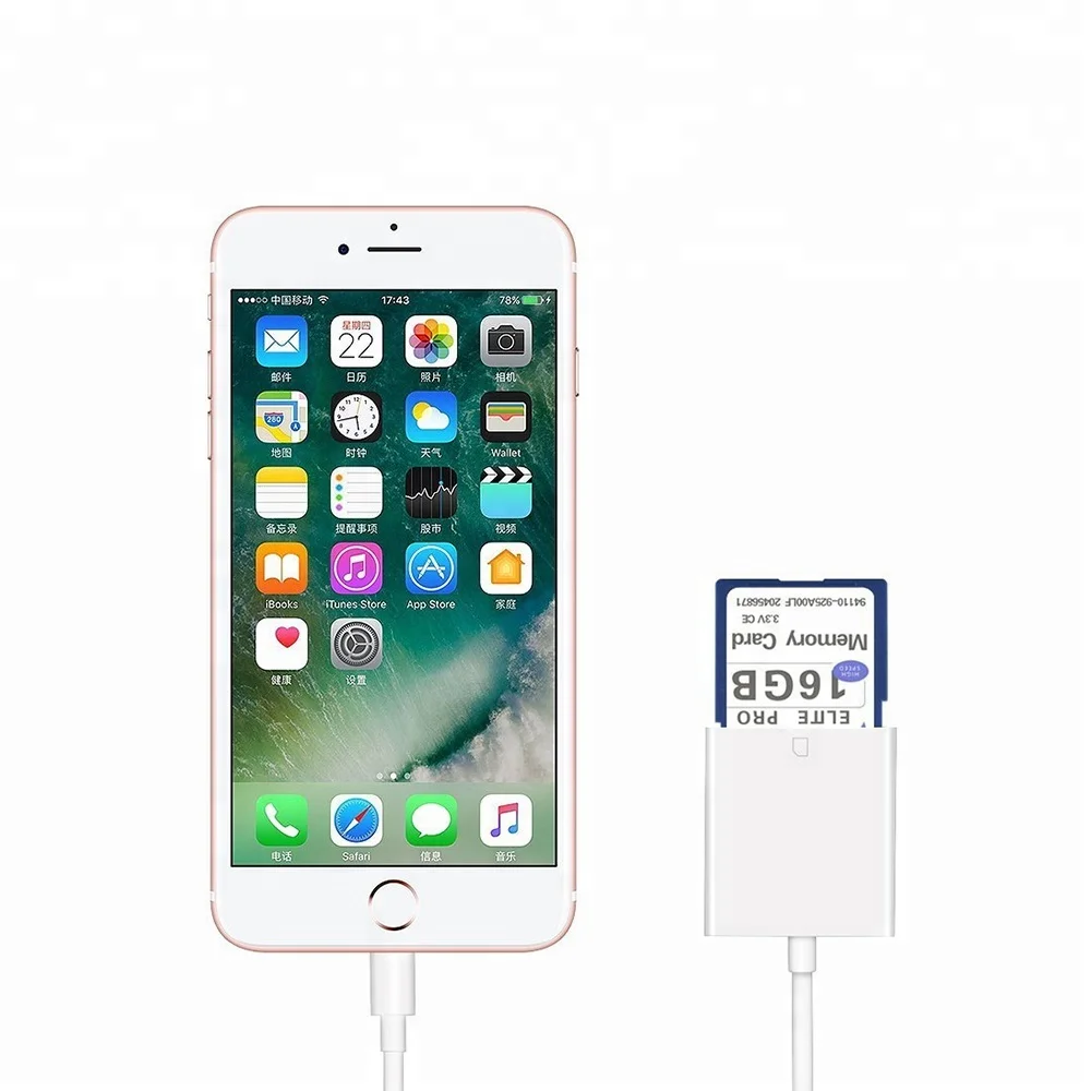
2 in 1 OTG 8pin to SD TF Memory Card Reader for iPhone iPad Card Reader Adapter 