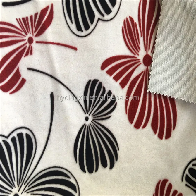 100% nylon micro flock on flock sofa fabric for home textile flower pattern