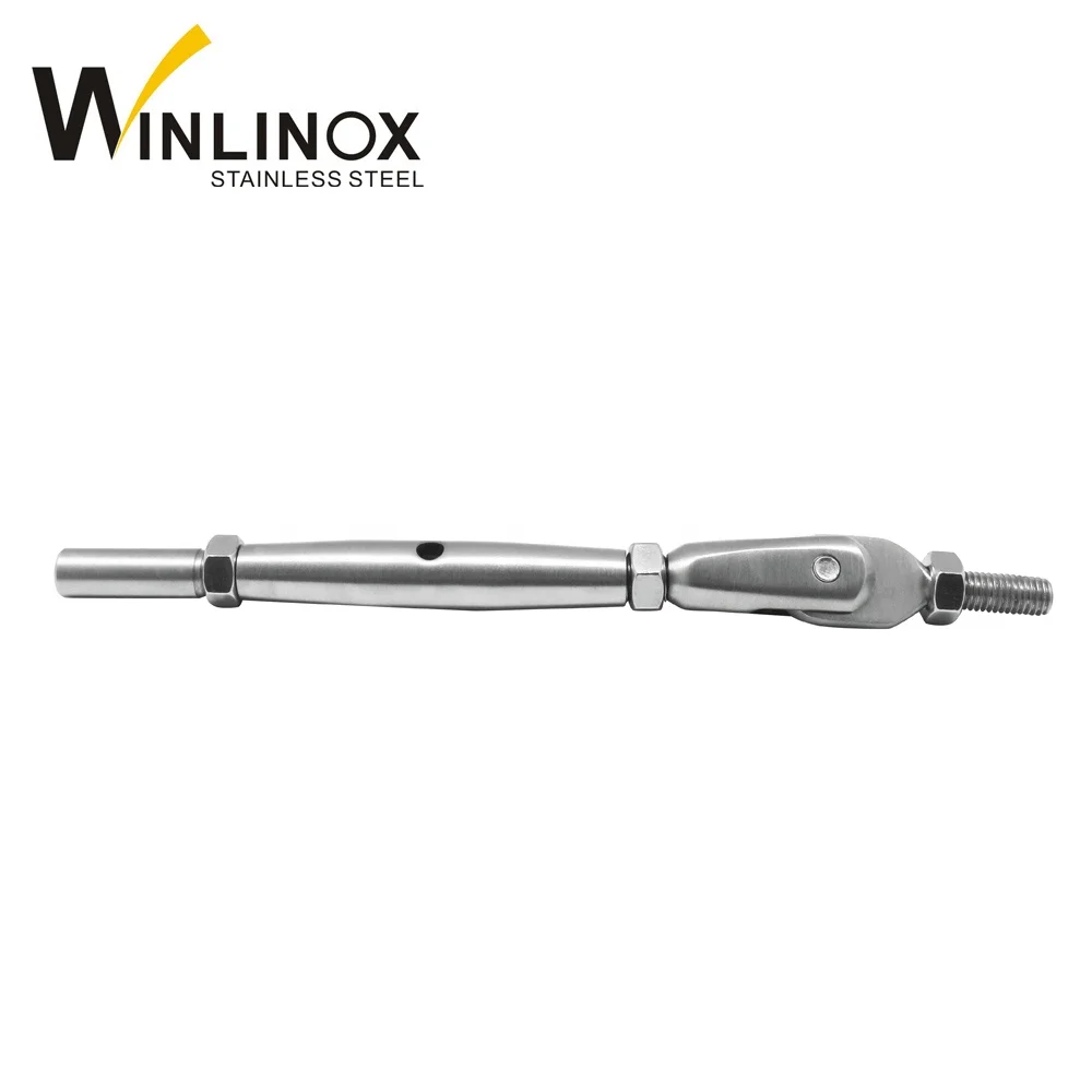 Stainless steel cable railing wire rope tensioner with round post