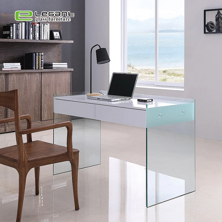 Modern hot bending office computer table / latest glass office table designs