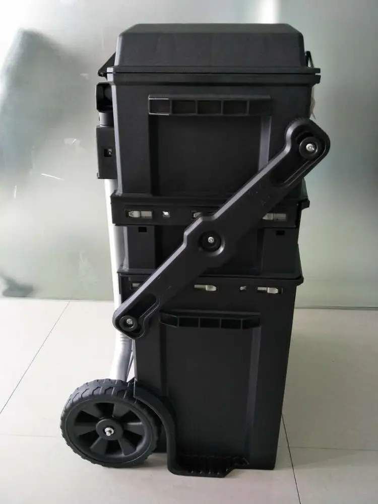 4-in-1 plastic tool box kit Stanley Fatmax style trolley  stackable drawer  tool box cart with wheels