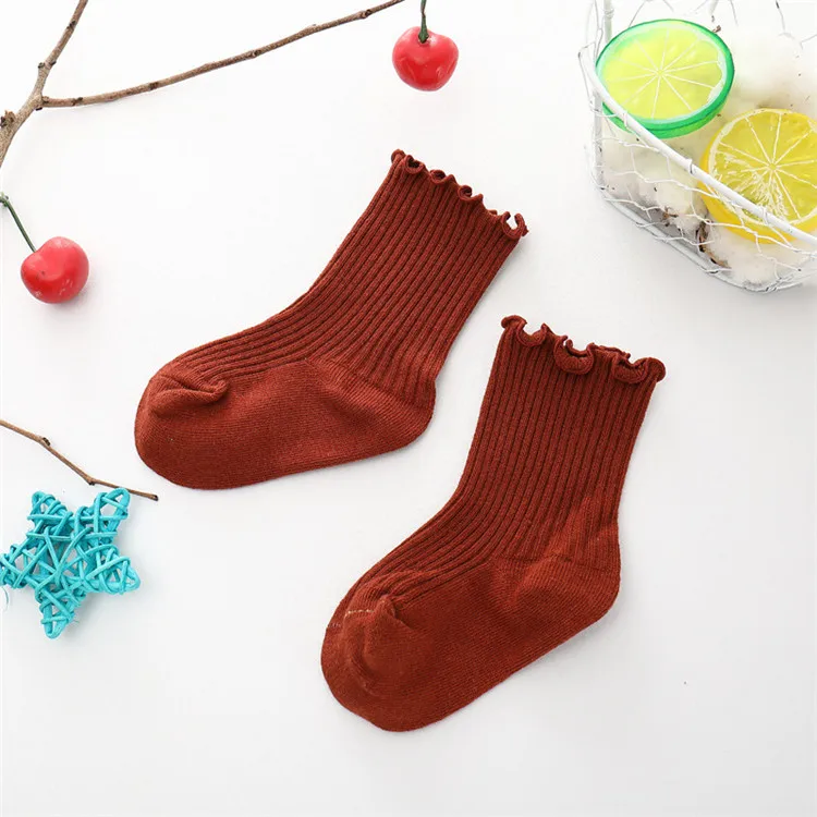 
Latest Baby Ruffle Socks Kids Children Solid Cotton Tube Socks for Girl 