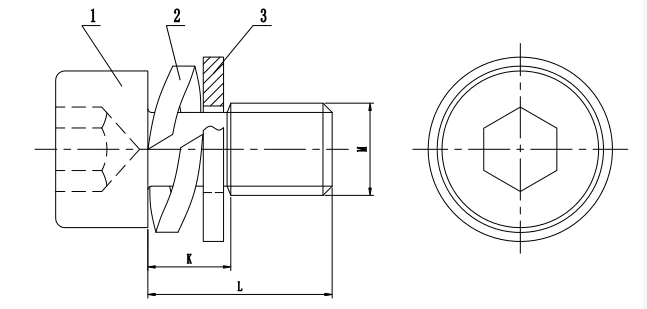 DIN Standard Screw Fastener Three Parts Pan Head Combination Set Screws SEMS Screw