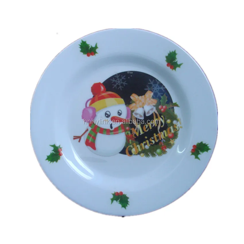 A5 8.5 Inch Cheap Custom Printing Character Round Plastic Christmas Melamine Kids Catering Dinner Plate