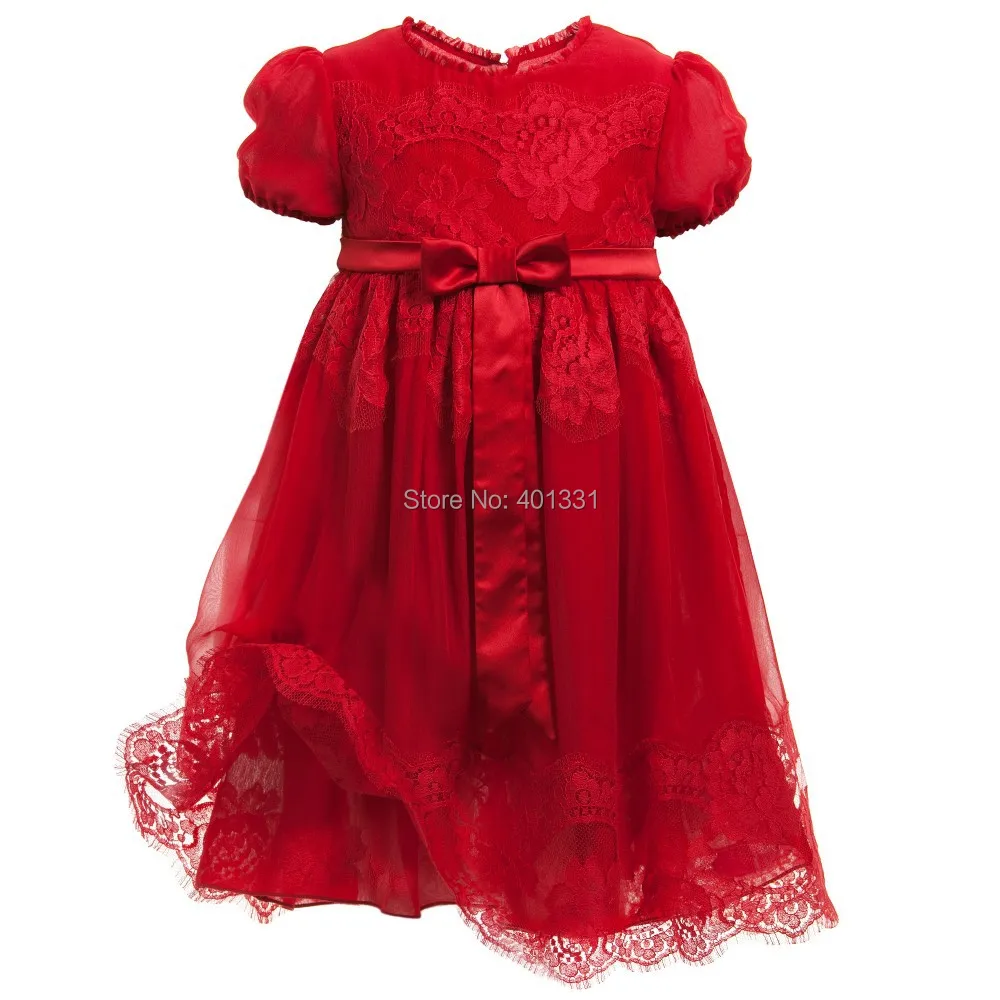 2015 New Girl Silk red dresses Best Quality baby girl summer dress design for kids