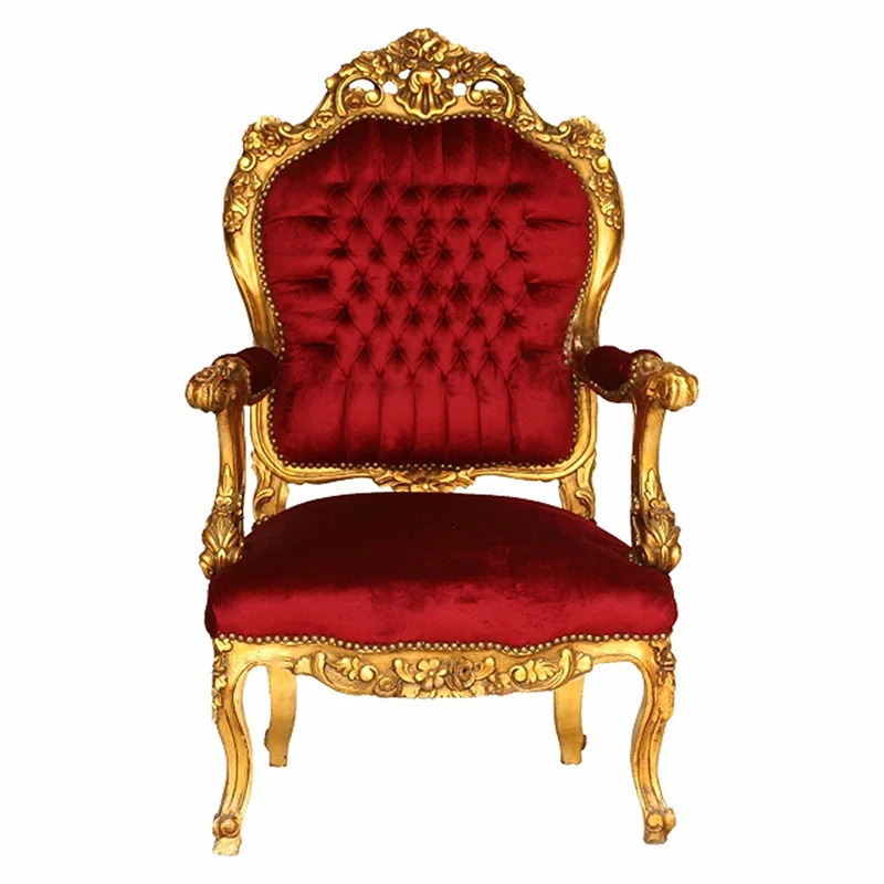Carving Rubberwood High back Red King Throne Chair Wedding Rental