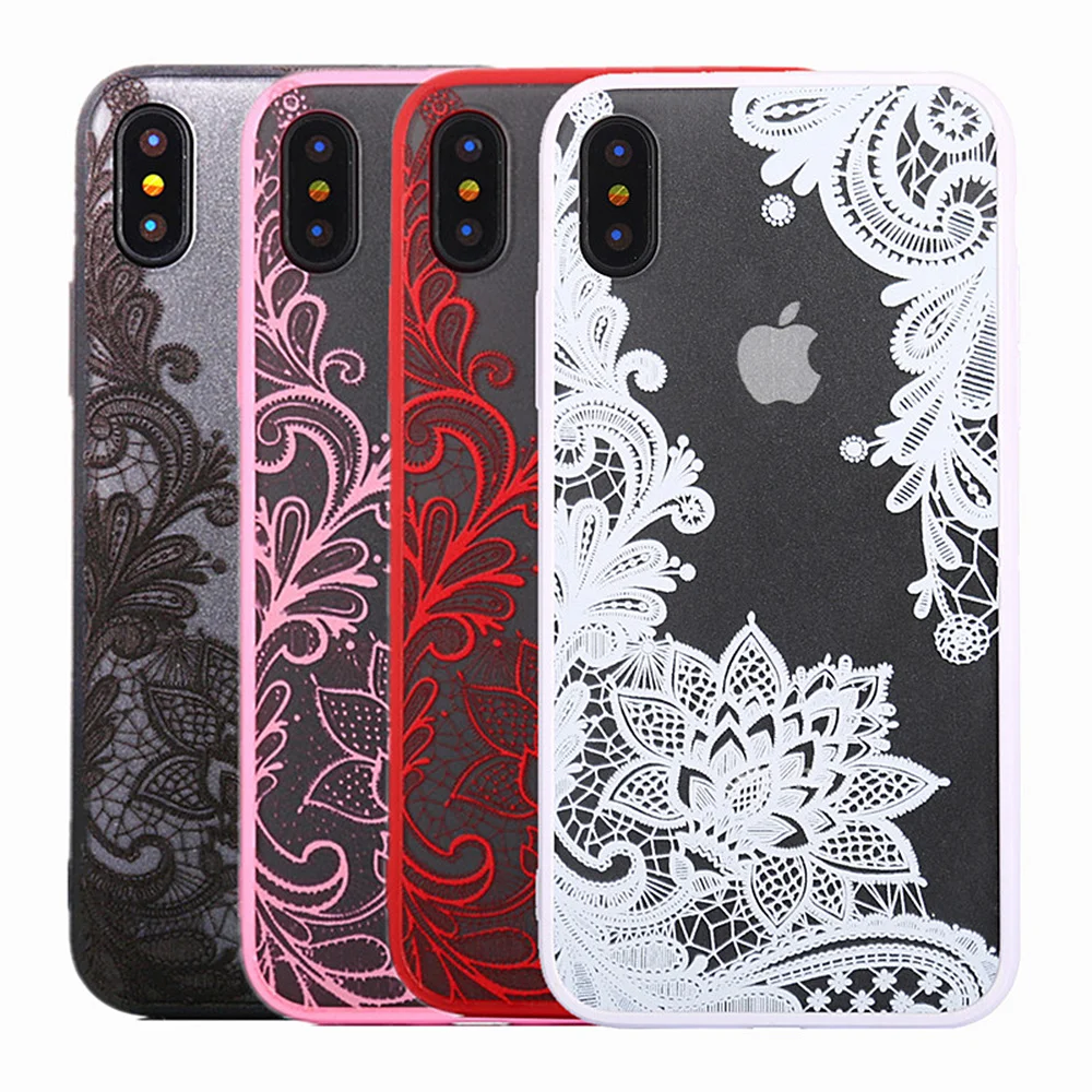 
Vintage classic hollow out lace TPU+PC Mobile phone Case For iphone X XS 