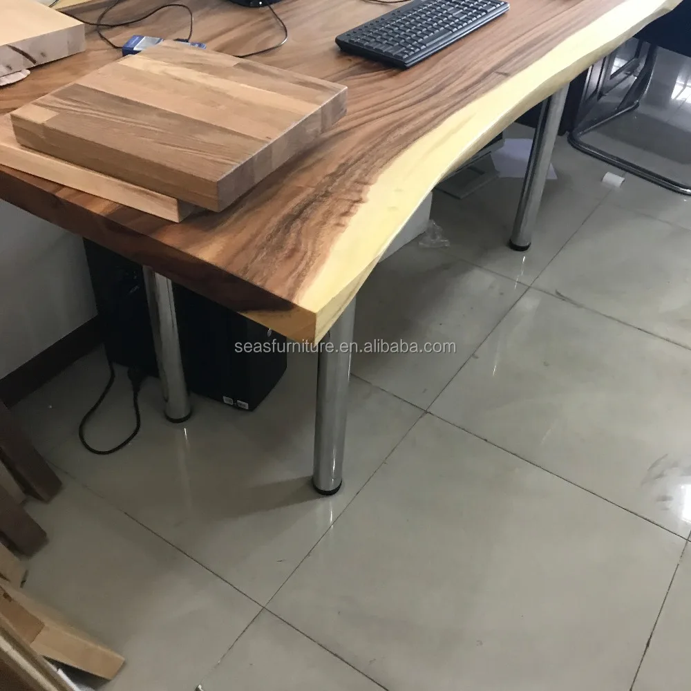 new design modern wooden L-shape office table 100% Solid Wood