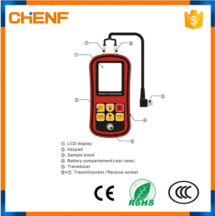 Высококачественный Мини цифровой ЖК-дисплей с подсветкой, ультразвуковой пластиковый металлический стеклянный толщиномер