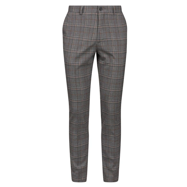 
New clothes casual man formal ninth pants design check skinny men trousers 