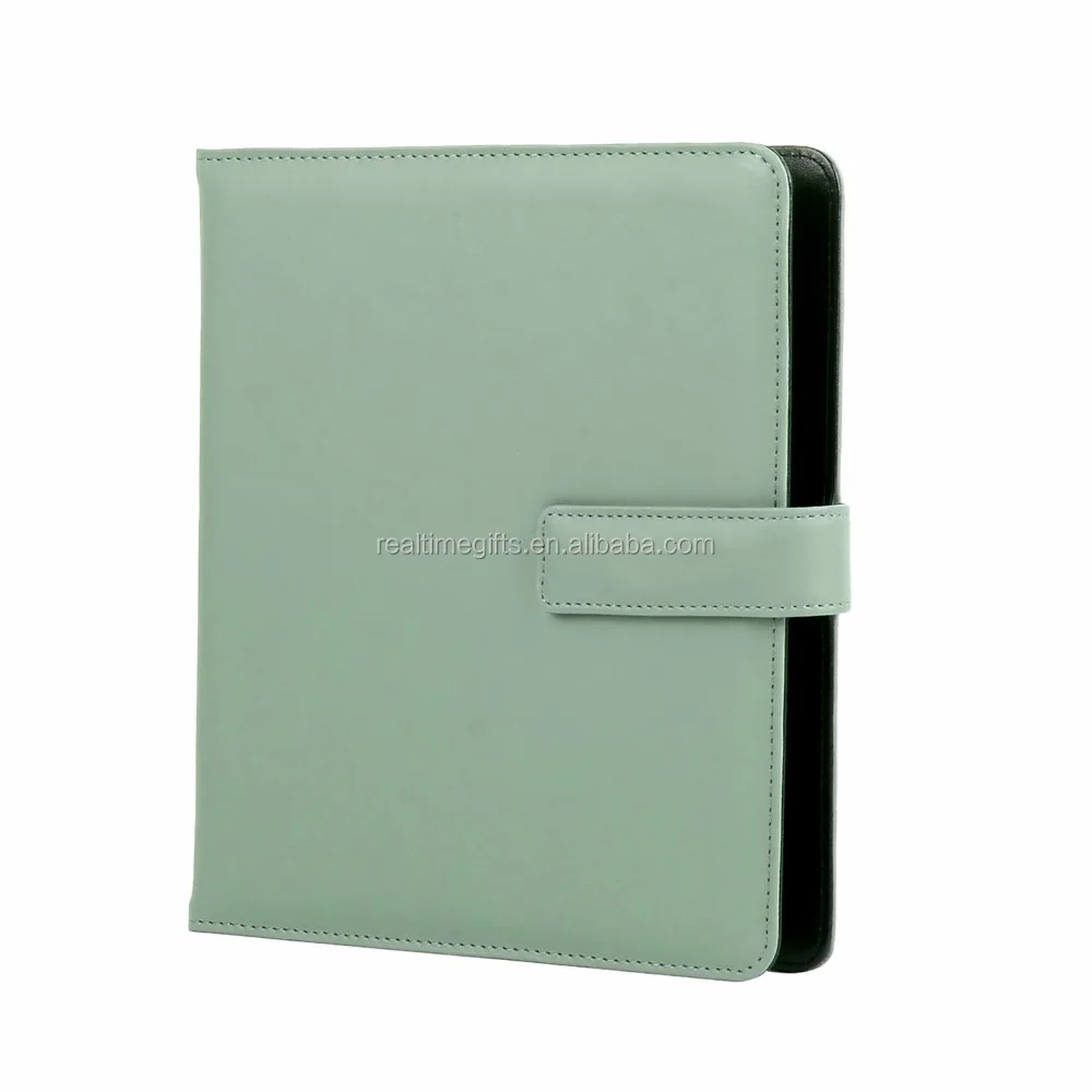 Fashion Large Capacity PU Leather Document Folder With Metal Binder For Conference