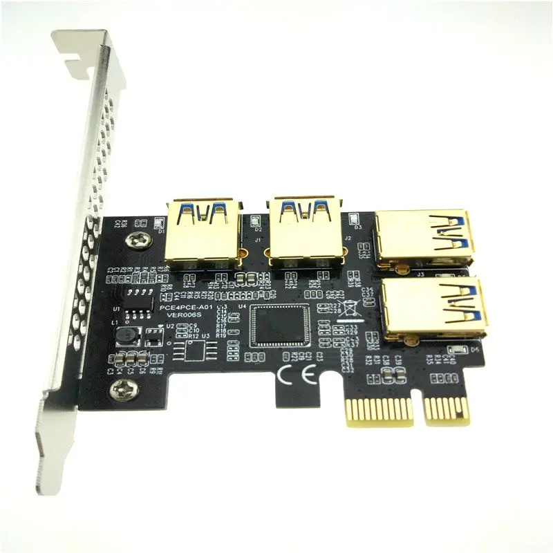 PCIe 1 to 4 PCI Express 16X Slots Riser Card Adapter PCI-e Port Multiplier Card