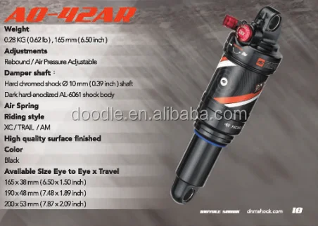DNM Air Shock AO-42AR bike Задняя подвеска, Воздушный амортизатор для XC / Trail/AM/дудlebike