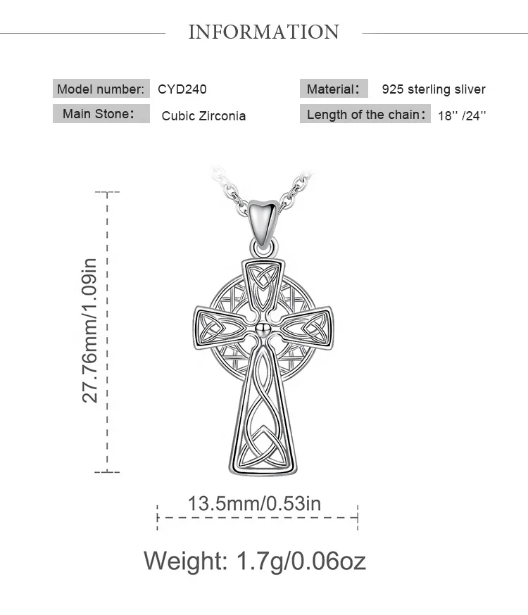 Women 925 Sterling Silver dainty custom small celtic faith jesus cross shape pendant necklace
