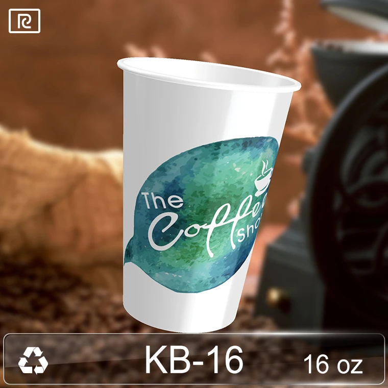 K-KA-P 8-22oz Single Wall Craft Paper Cup Disposable with PE Coat Custom Logo Printed Handle for Hot/Cold Coffee