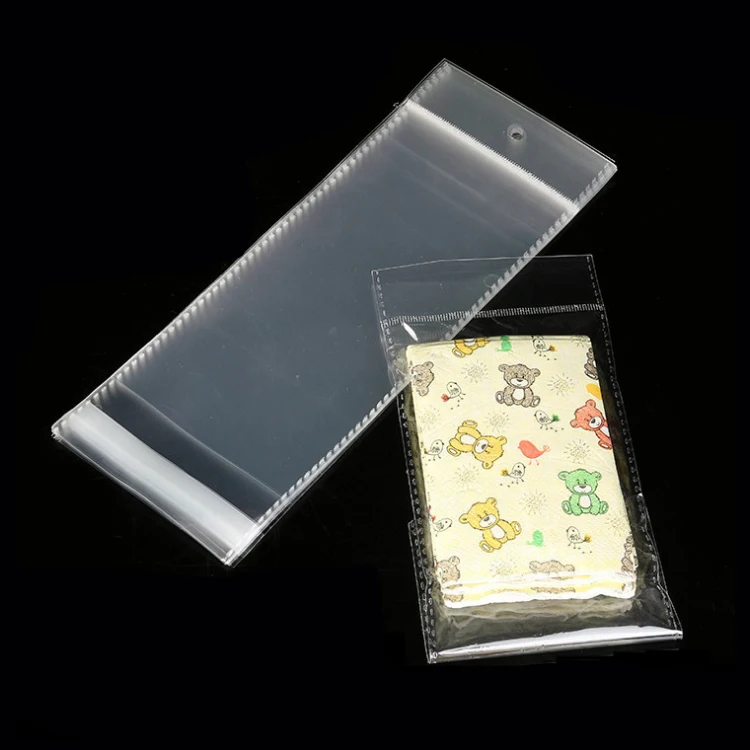 Custom Own Logo OPP Plastic Cello Hearder Card Bag With Self-Adhesive