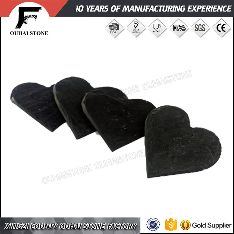 Wholesale black slate dinnerware slate heart coaster